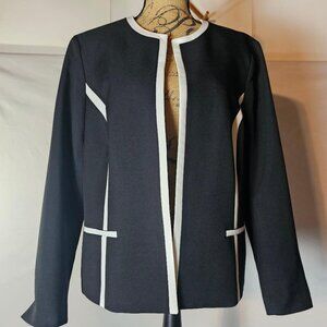 BLACK LABEL by EVAN PICONE Black & White Suit Blazer Open Jacket 18
